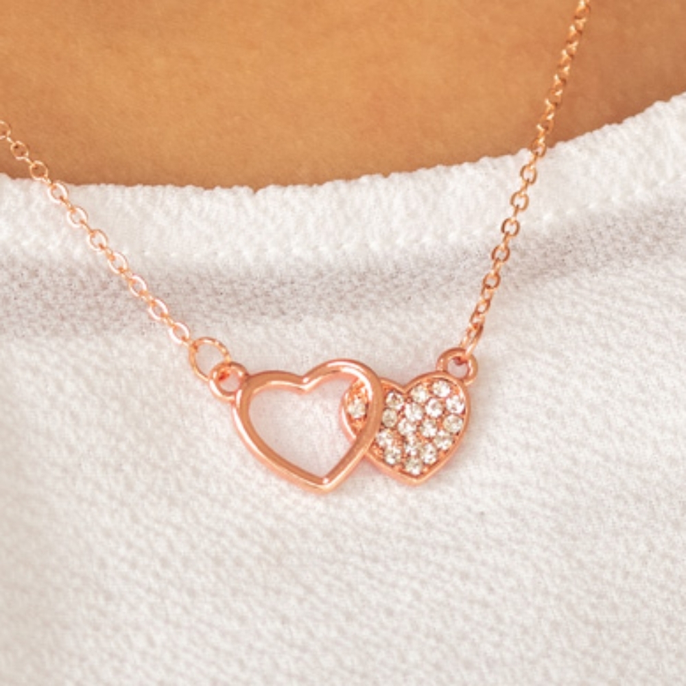 "Charming Couple"-Copper Double Heart Necklace Set
